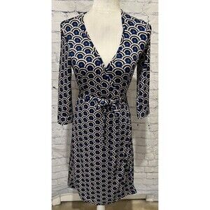 JB by Julie Brown Geometric Print Long Sleeve Wrap Dress - Size XS